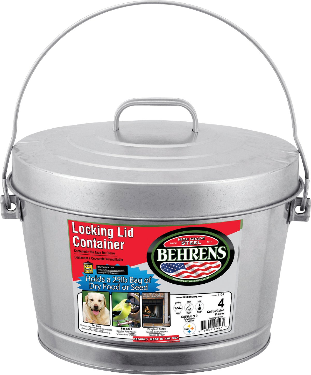 Buy Behrens Galvanized Steel Pail With Lid 4 Gal