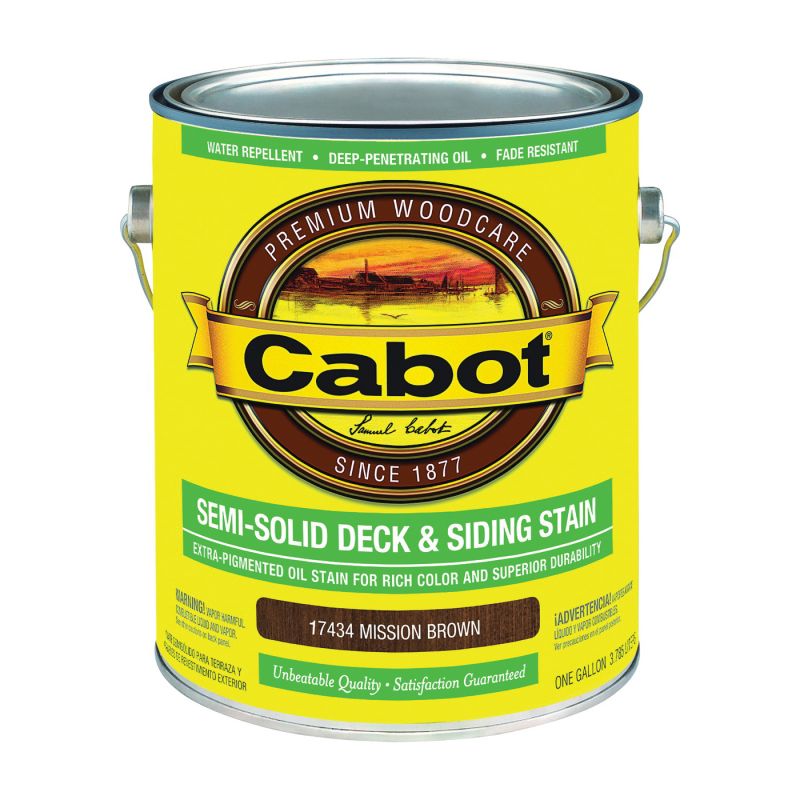 Cabot 140.0017434.007 Deck and Siding Stain, Mission Brown, Liquid, 1 gal Mission Brown