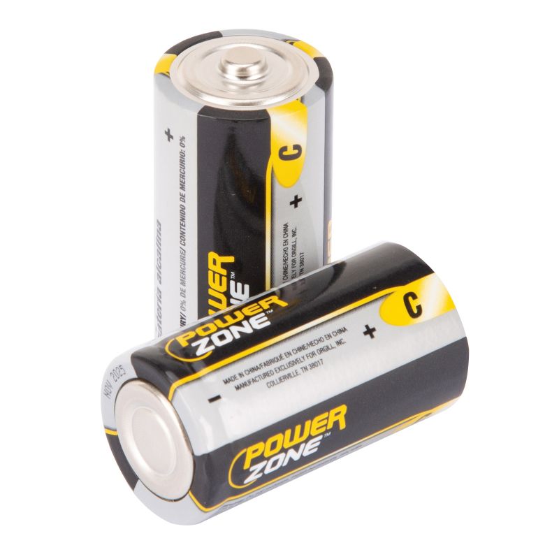 PowerZone LR14-2P-DB Battery, 1.5 V Battery, C Battery, Zinc, Manganese Dioxide, and Potassium Hydroxide