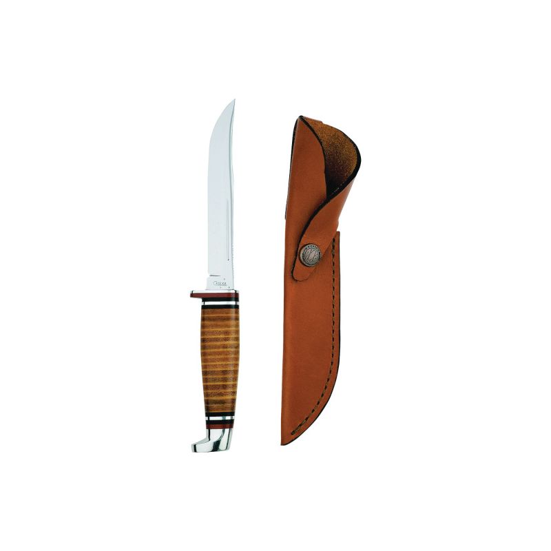 CASE 381 Utility Knife with Leather Sheath, 5 in L Blade, Stainless Steel Blade, Brown/Tan Handle 5 In
