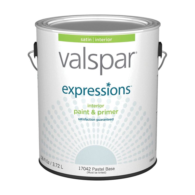 Valspar Expressions 005.0017042.007 Interior Paint, Satin, White, 1 gal, Can, Latex Base, Resists: Fade, Stain White