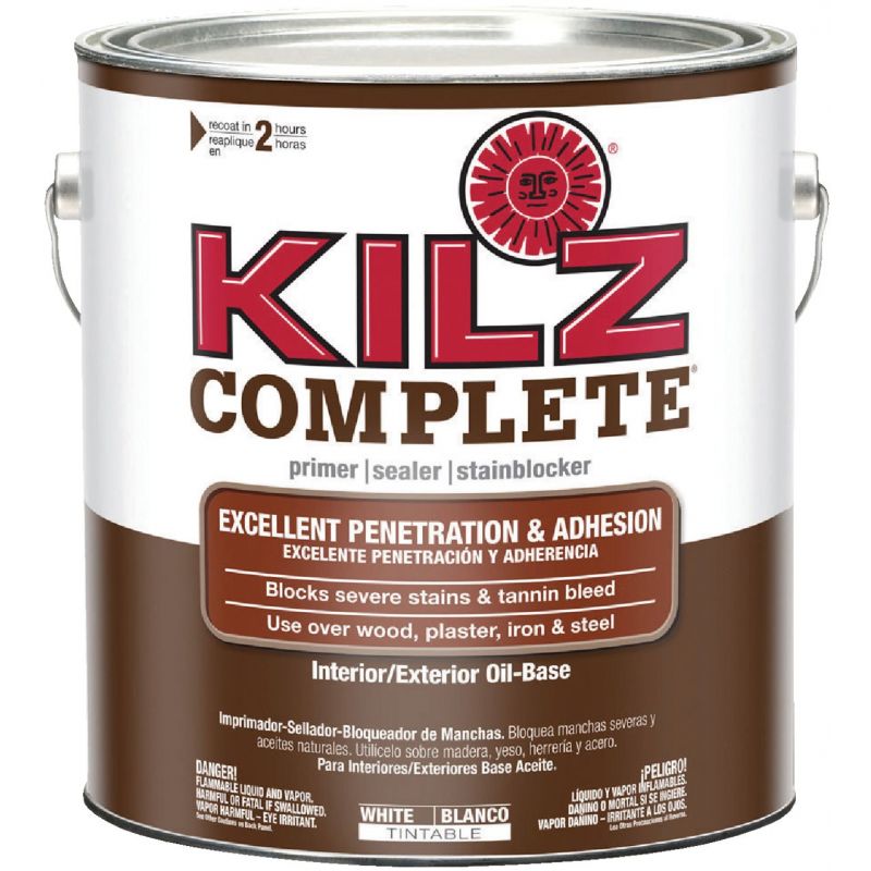 KILZ Complete Oil-Base Interior/Exterior Sealer Stain Blocking Primer White, 1 Gal. (Pack of 4)