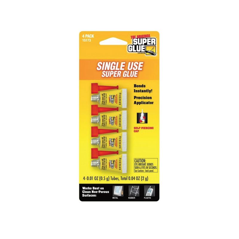 Krazy Glue® Single-Use Tubes, 0.07 oz, Dries Clear, 4/Pack