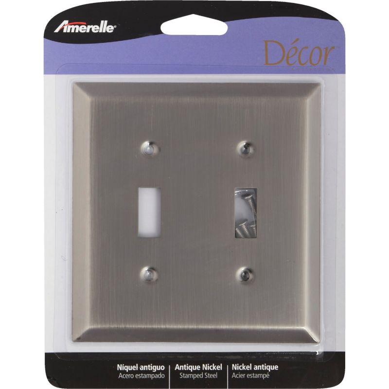 Amerelle Stamped Steel Switch Wall Plate Antique Nickel