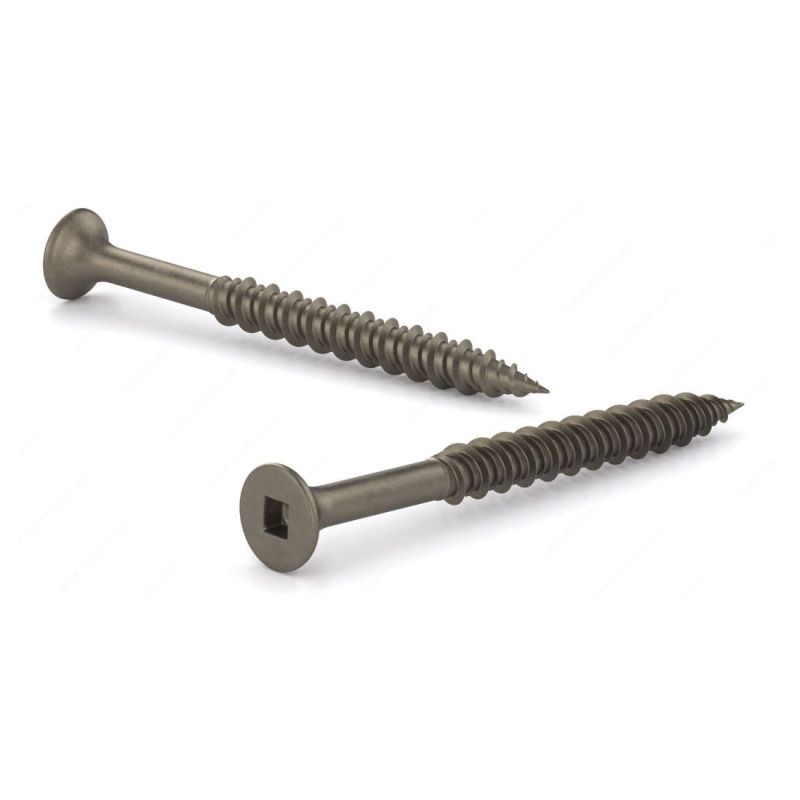 Reliable FKHLP8312C1 Floor Screw, #8-16 Thread, 3-1/2 in L, High-Low, Partial Thread, Bugle, Flat Head, Square Drive