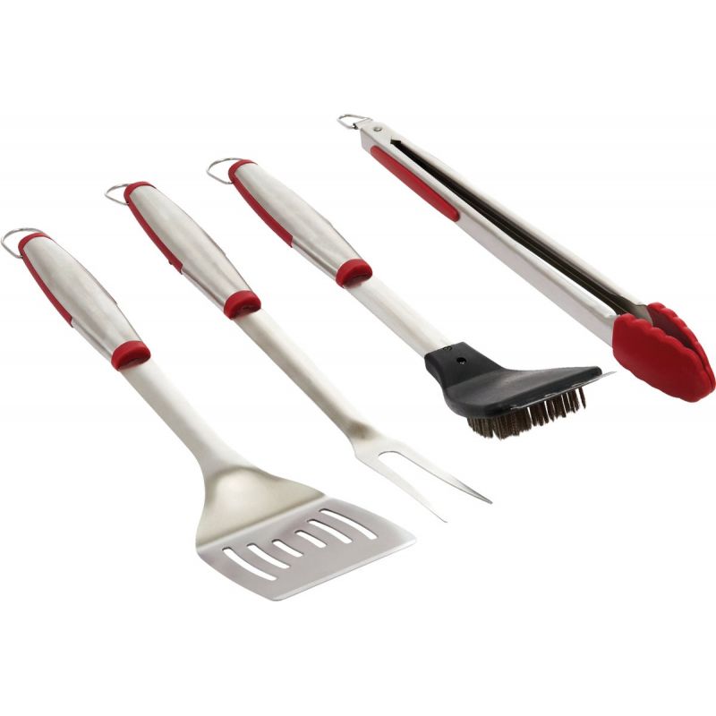 GrillPro 4-Piece Rubber Insert Barbeque Tool Set