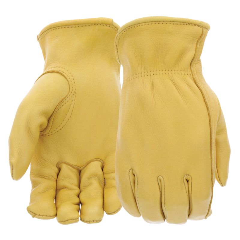 Boss B84081-L Gloves, Men&#039;s, L, 8 to 8-3/8 in L, Keystone Thumb, Slip-On Cuff, Deerskin Leather, Natural L, Natural