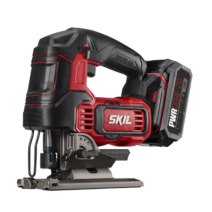 SKIL PWR CORE 20V 7/8 Inch Stroke Length Jigsaw Includes 2.0Ah PWR CORE 20  Lithium Battery and Charger JS820302
