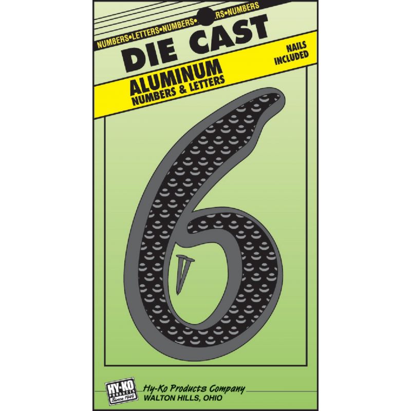 Hy-Ko Aluminum Die-Cast Number Black Hammered, Die-Cast