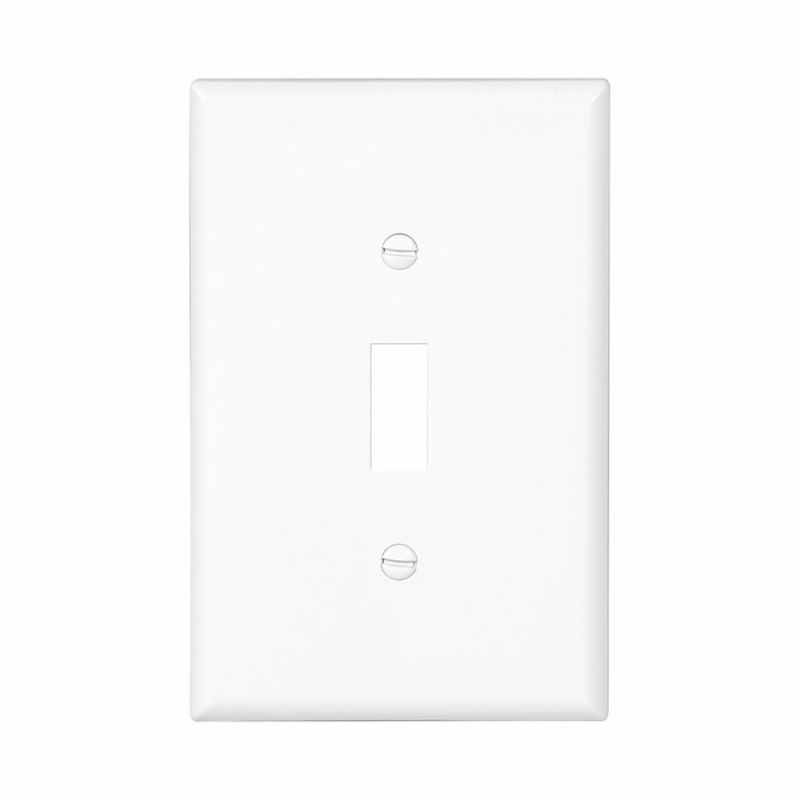 Eaton Wiring Devices PJ1W-10-L Switch Wallplate, 4.87 in L, 3.13 in W, 1 -Gang, Polycarbonate, White, Smooth Mid Size, White