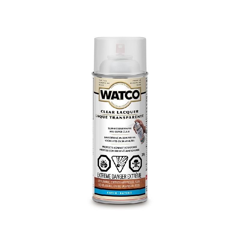 Watco Y63281 Lacquer, Satin, Liquid, Clear, 319 g, Aerosol Can Clear