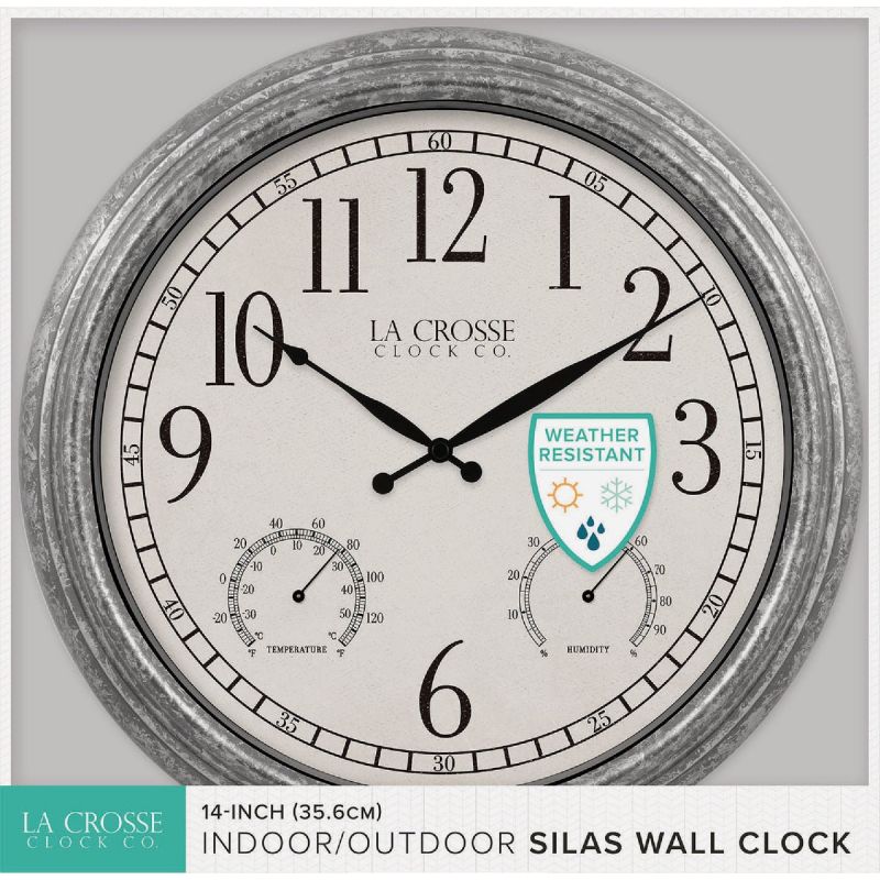 La Crosse Clock Co. Silas Indoor/Outdoor Wall Clock Hygrometer &amp; Thermometer