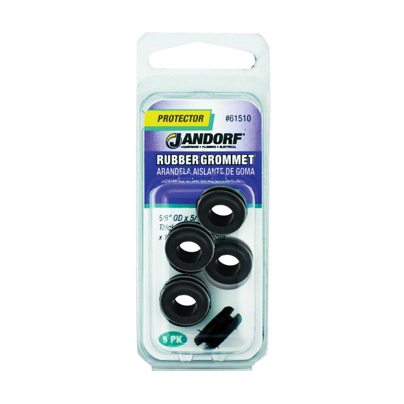 Jandorf 61510 Grommet, Rubber, Black, 1/4 in Thick Panel Black