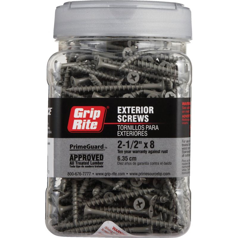 Grip-Rite PrimeGuard Standard Gray Deck Screw #8 X 2-1/2 In., Gray, #2