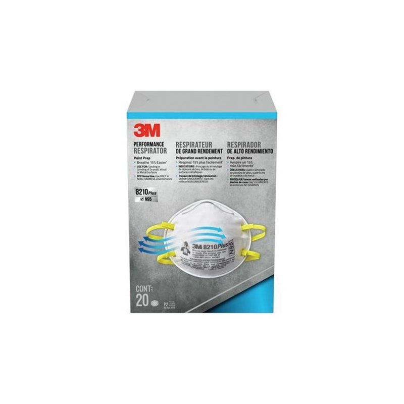 3M 8210PP20-DC Paint Prep Respirator, One-Size Mask, N95 Filter Class