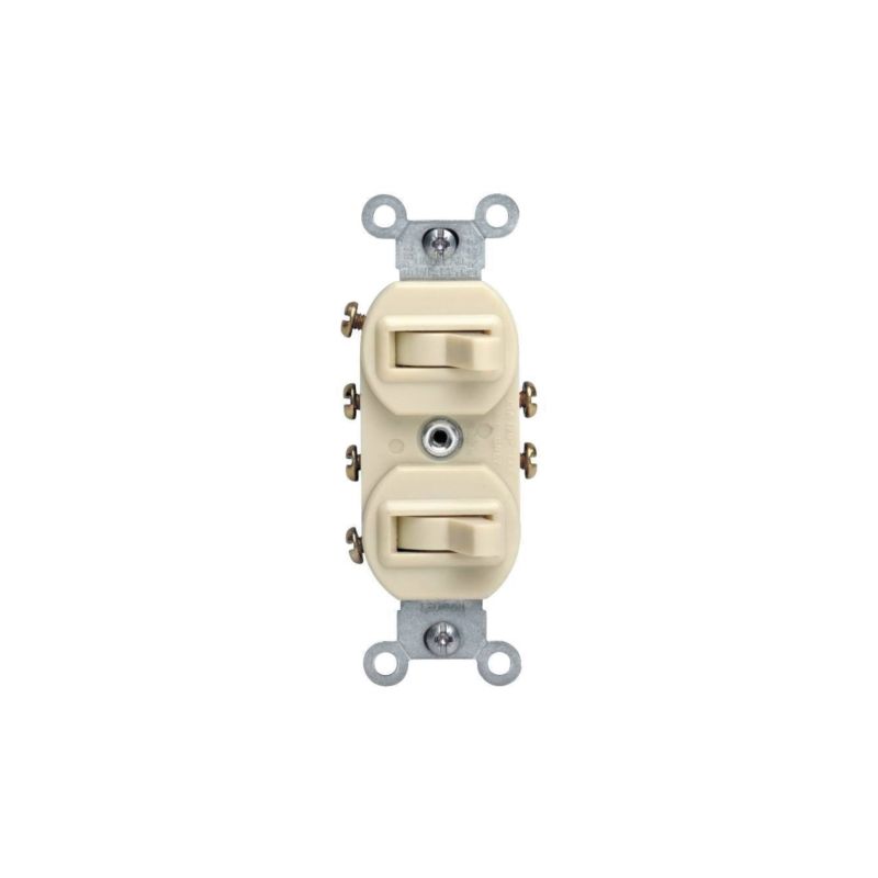 Leviton Traditional 031-05243-00I Combination Switch, 15 A, 120/277 V, Lead Wire Terminal, Ivory Ivory
