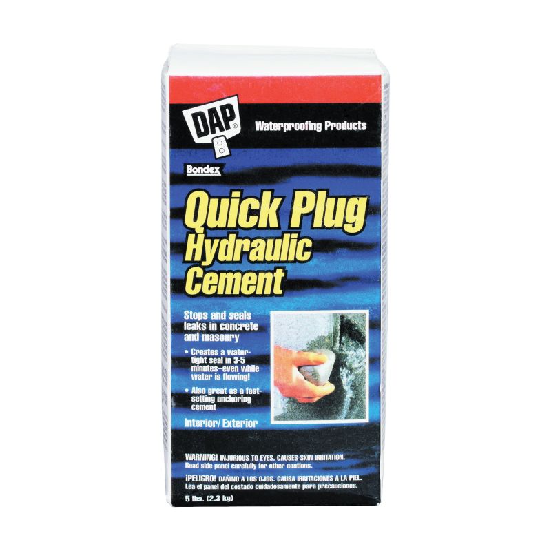DAP Quick Plug 14086 Hydraulic and Anchoring Cement, Powder, Gray, 28 days Curing, 5 lb Box Gray
