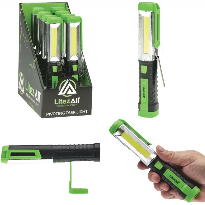LitezAll 3-Position Adjustable LED Flashlight Green (Pack of 8)