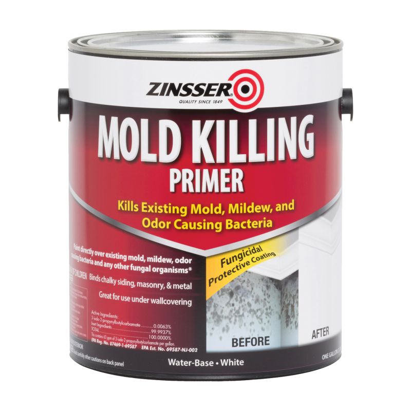 Zinsser 276049 Mold Killing Primer, Flat, White, 1 gal, Can White