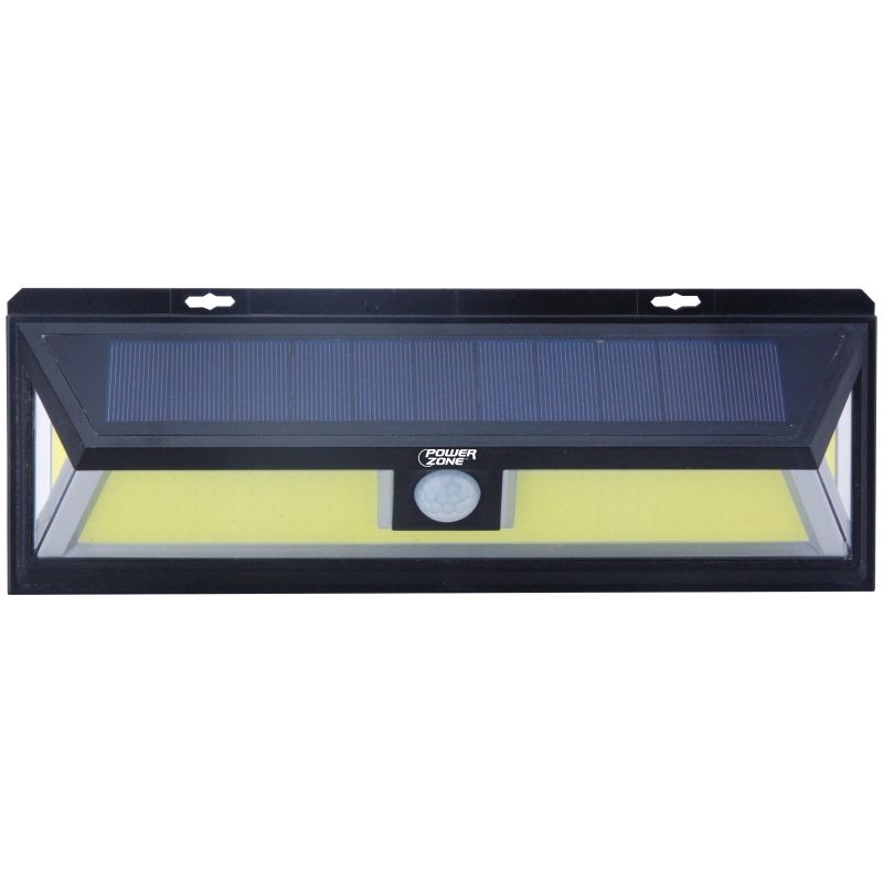 PowerZone 12455 Solar Powered Motion Sensor Wall Light, Lithium Battery, 1-Lamp, COB LED Lamp, ABS/PS Fixture, Black Black
