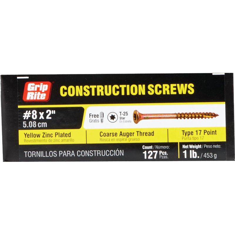 Grip-Rite Gold Construction Wood Screws #8 X 2 In.