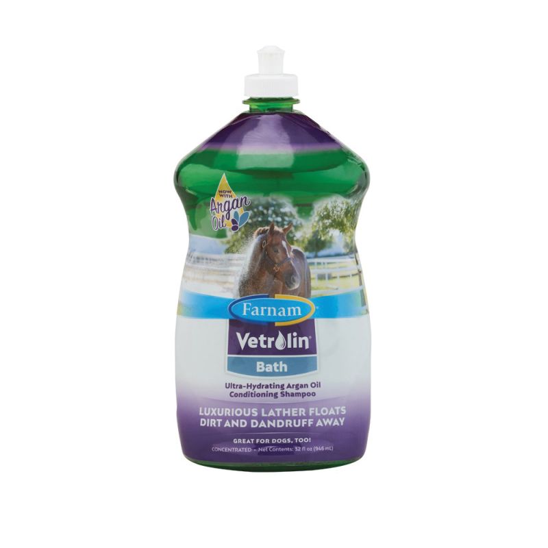 Farnam Vetrolin 100543873 Ultra-Hydrating Conditioning Shampoo, Liquid, Green, Pleasant, 32 oz Bottle Green