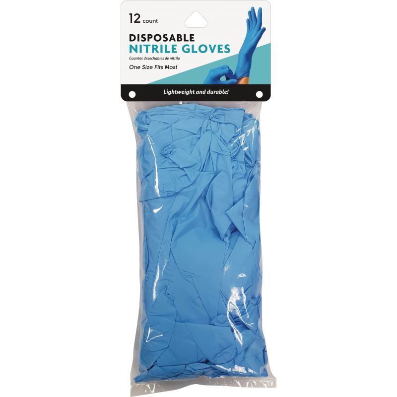Brite Concepts Nitrile Powder Free Disposable Gloves 1 Size Fits Most, Blue (Pack of 6)