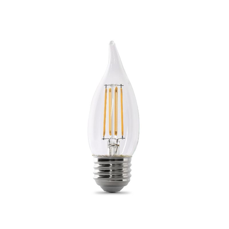 Feit Electric BPEFC60/927CA/FIL LED Bulb, Decorative, Flame Tip Lamp, 60 W Equivalent, E26 Lamp Base, Dimmable, Clear