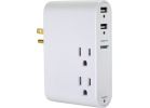 Prime Wire &amp; Cable 3-Outlet Slim Style USB Charger White, 3.4