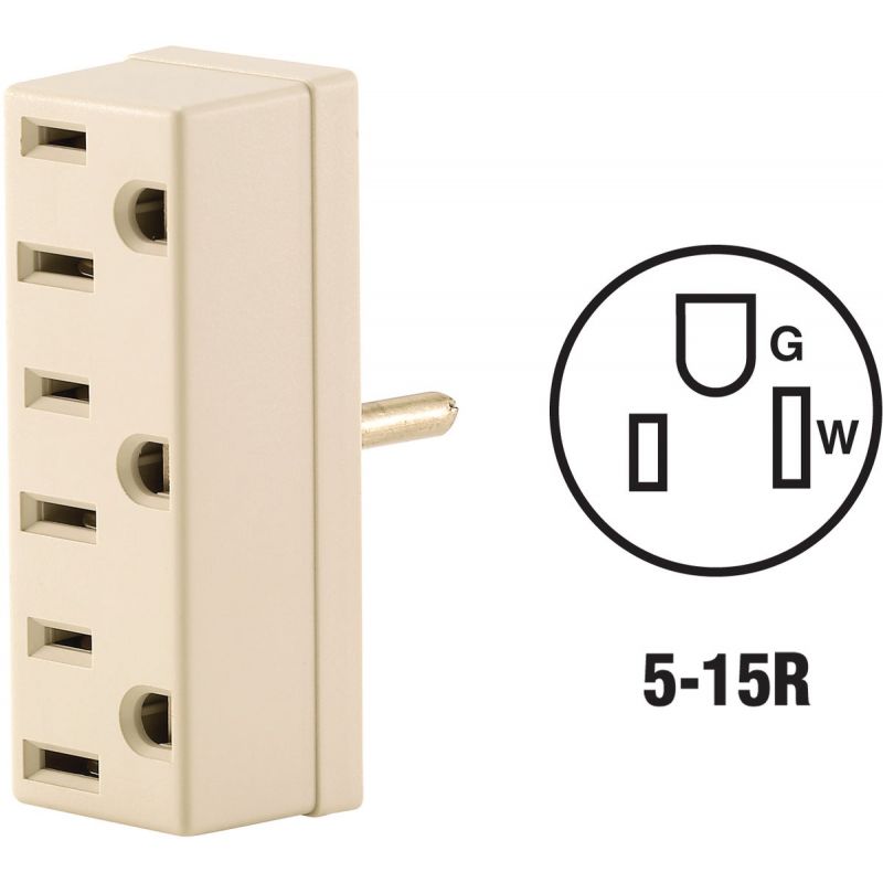 Leviton 3-Prong Multi-Outlet Tap Ivory, 15