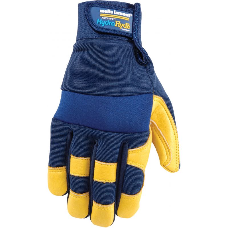 Wells Lamont HydraHyde Adjustable Wrist Work Glove M, Saddletan &amp; Blue