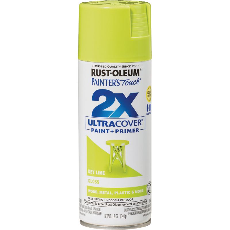 Rust-Oleum Painter&#039;s Touch 2X Ultra Cover Paint + Primer Spray Paint Key Lime, 12 Oz.