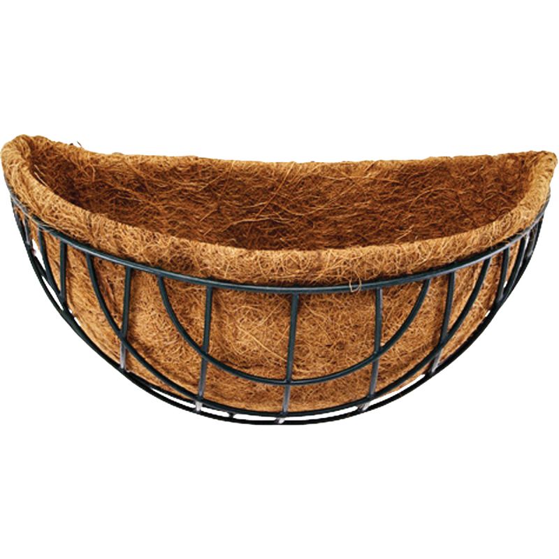 Landscapers Select Wall Basket with Natural Coconut Liner, Half-Circle, 22 lb Capacity, Matte Black 22 Lb, Matte Black