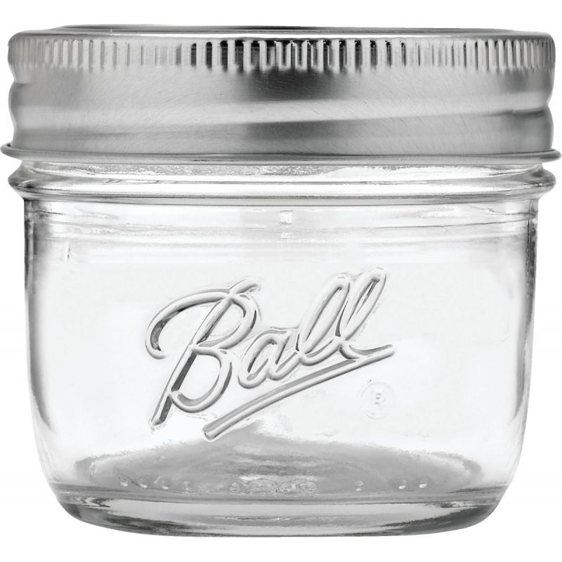 Ball Smooth-Sided Silver Lid Canning Jar 4 Oz.