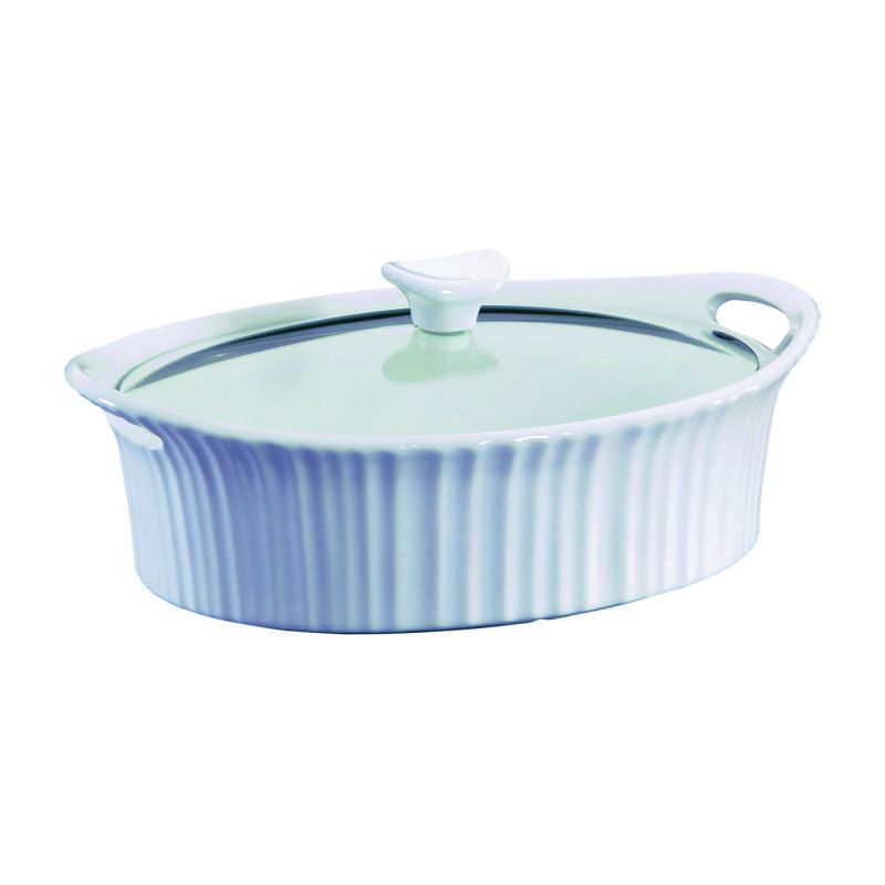 Corningware 1105935 Casserole Dish with Lid, 2.5 qt Capacity, Stoneware, French White, Dishwasher Safe: Yes 2.5 Qt, French White