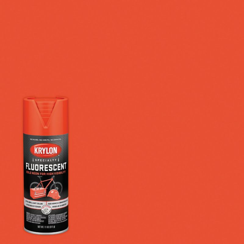 Krylon Fluorescent Spray Paint Red-Orange, 11 Oz.