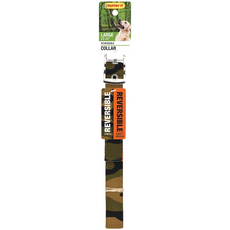 Westminster Pet Ruffin&#039; it Reversible Dog Collar Camouflage, Safety Orange