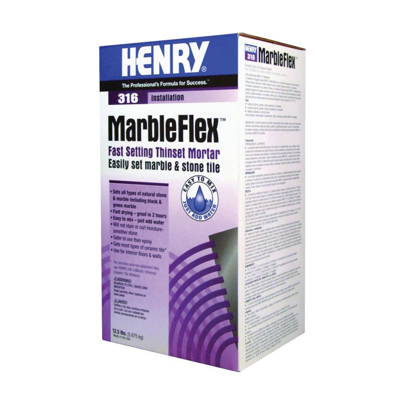 Henry Marbelflex Series 12035 Thin-Set Adhesive, Powder, 12.5 lb, Box Gray