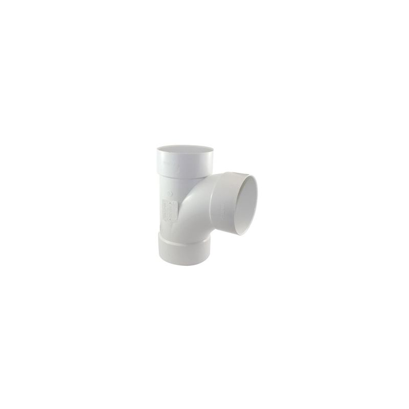Canplas 414124BC Sanitary Pipe Tee, 4 in, Hub, PVC, White White