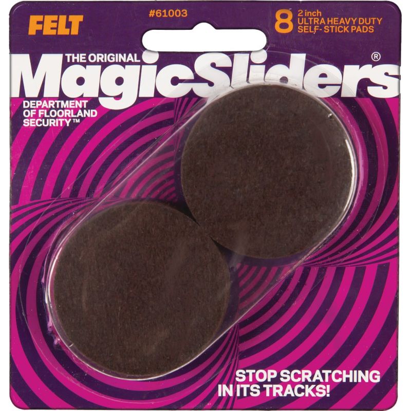 Magic Sliders Self Adhesive Felt Furniture Pad 2 In., Brown