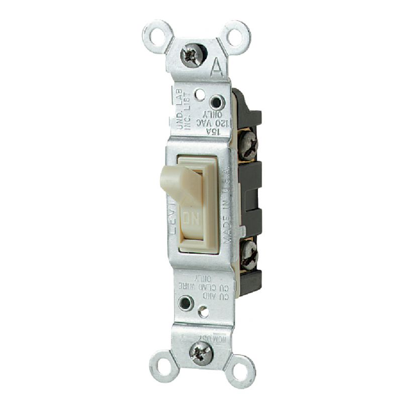 Leviton Contractor Toggle Single Pole Switch Ivory, 15A