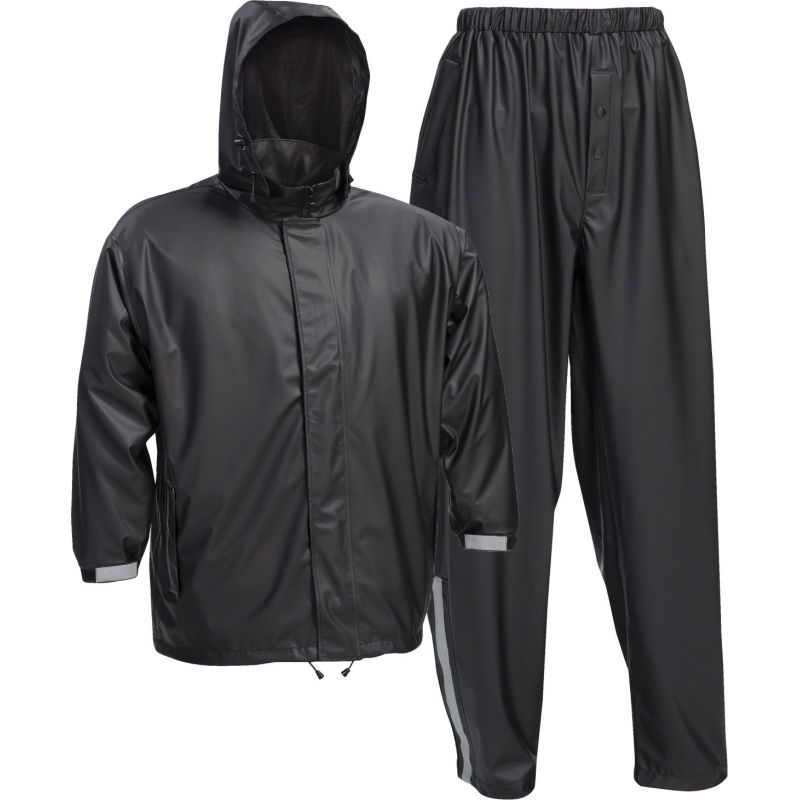 West Chester 3-Piece Black Rain Suit 2XL, Black