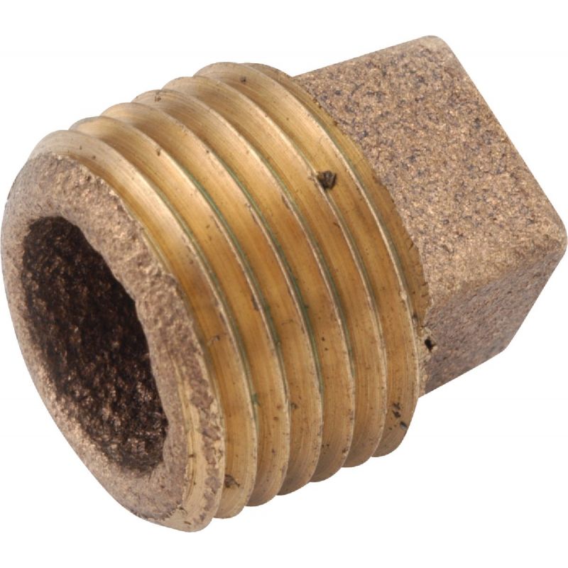 Anderson Metals Red Brass Threaded Cored Pipe Brass Plug 1/2&quot;