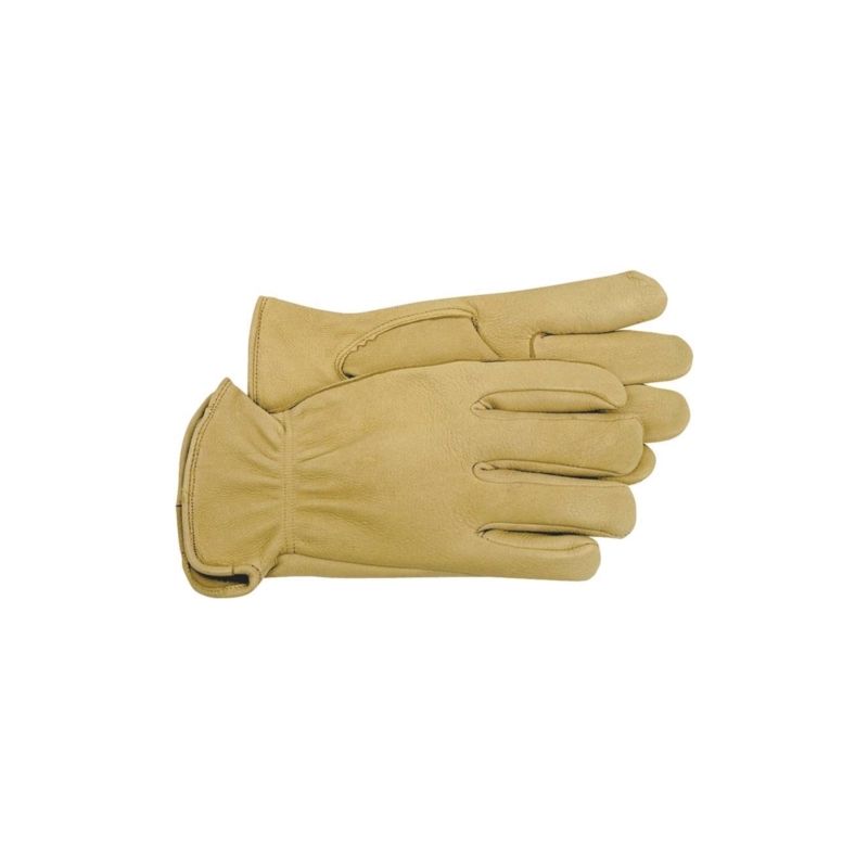 Boss 4085J Gloves, XL, Keystone Thumb, Open, Shirred Elastic Back Cuff, Deerskin Leather, Gold XL, Gold