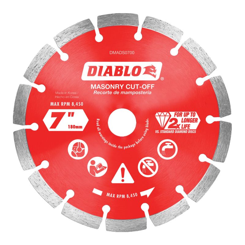 Diablo DMADS0700 Saw Blade, 7 in Dia, Segmented Rim, 1/PK
