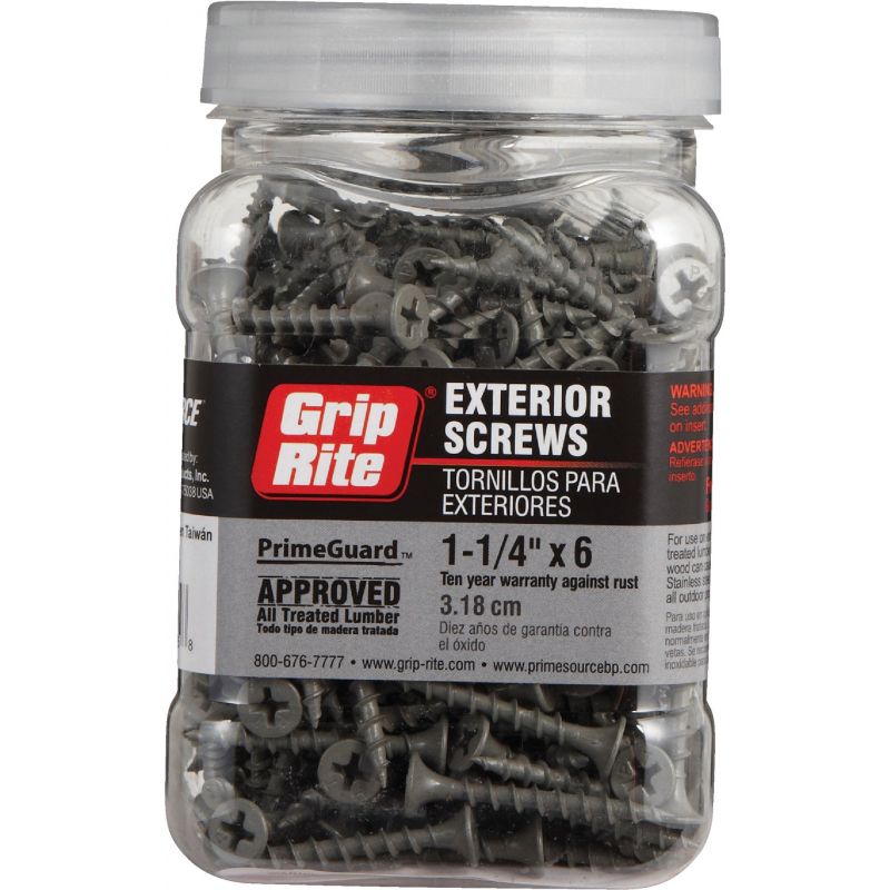 Grip-Rite PrimeGuard Standard Gray Deck Screw #6 X 1-1/4 In., Gray, #2