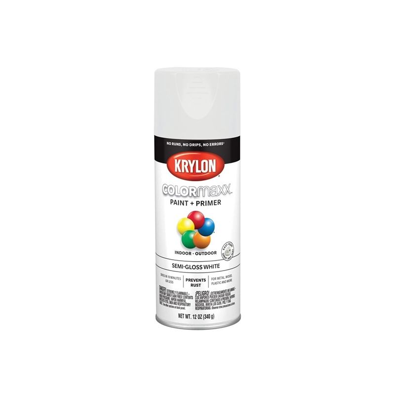 Krylon K05580007 Enamel Spray Paint, Semi-Gloss, White, 12 oz, Can White