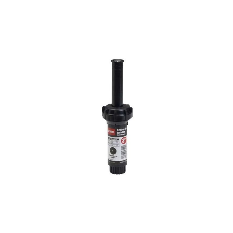 Toro 53818 Spray Sprinkler, 1/2 in Connection, 5 to 15 ft, 27 deg Nozzle Trajectory Black