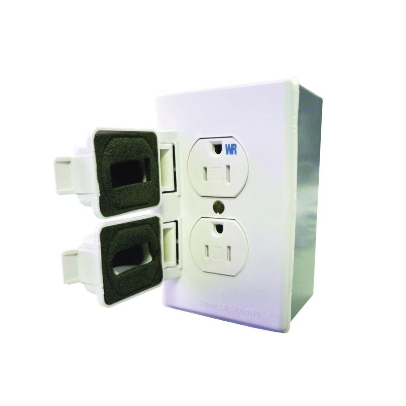 Eaton Cooper Wiring S1984TWR-W Weatherproof Receptacle Kit, 15 A, 125 V, 2 -Gang, White White