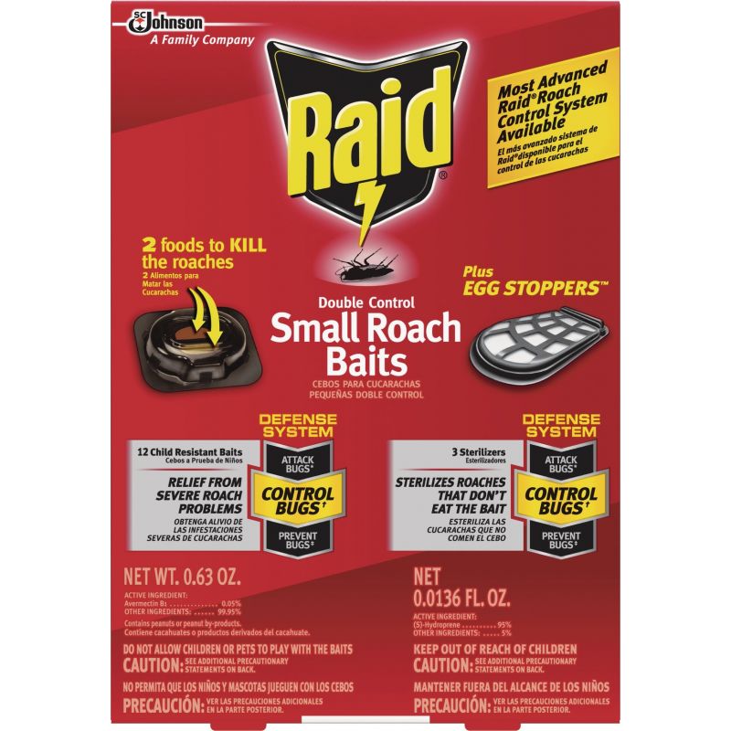 Raid Double Control Roach Bait 0.63 Oz., Bait Station